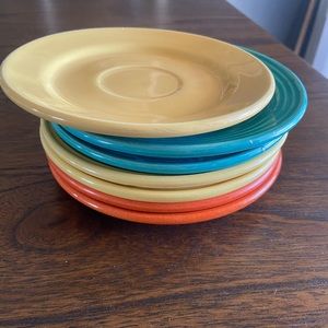 Set of 7 Bauer Los Angeles saucers
